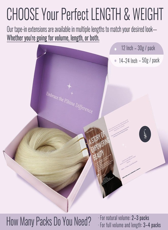 Fshine Blonde Tape in Hair Extensions Real Human Hair Color 60 Platinum Blonde Tape in Remy Extensions,Short 12 Inch 20 pcs 30 g, Perfect for Party, Birthday, or Prom Hairstyles - Image 5